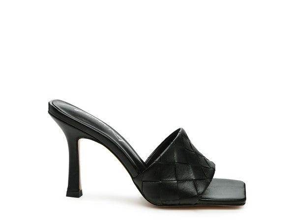 Rag Company stylish woven sandals with high heels and black leather for a chic look
