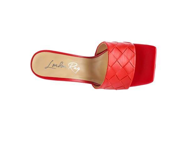 Rag Company stylish woven sandals in red with a square toe design for a trendy look