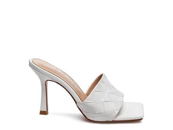Rag Company stylish woven sandals in white with a chic high heel and fashionable open-toe design