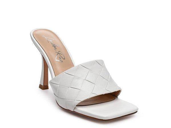 Rag Company stylish woven sandals in white with a sleek high heel design for elegant summer looks