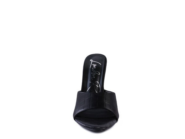Black pointed high heel sandals for women, stylish and elegant design