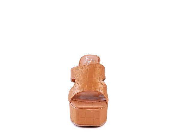 Rag Company stylish vacation footwear in tan with a trendy platform design for summer outings