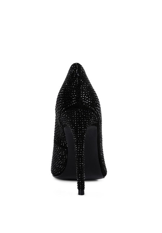 Women's black heat-seal court heels for women, perfect for special occasions.