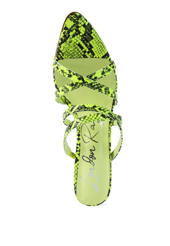 Women's neon animal print high heel sandals for stylish summer wear