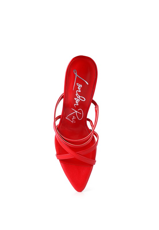 Red high heel sandals for women, stylish design for evening wear