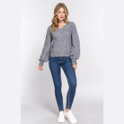 Long Sleeve Double V-neck Sweater - VacationGrabs