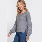 Long Sleeve Double V-neck Sweater - VacationGrabs
