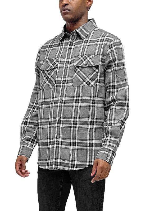 Long Sleeve Flannel Full Plaid Checkered Shirt - VacationGrabs