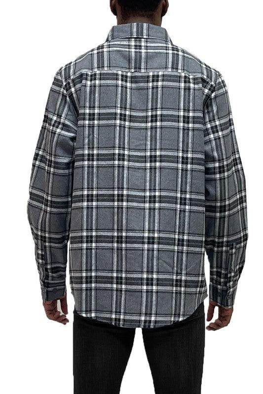 Long Sleeve Flannel Full Plaid Checkered Shirt - VacationGrabs