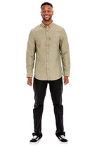 WEIV Men's Long Sleeve Vacation Shirts in Olive Green, perfect for casual outings and summer wear