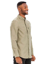 Men's WEIV Long Sleeve Vacation Shirts in Olive Green for a stylish and comfortable look