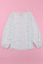 SHEWIN Women's Long Sleeve Vacation Top in White with Colorful Floral Print