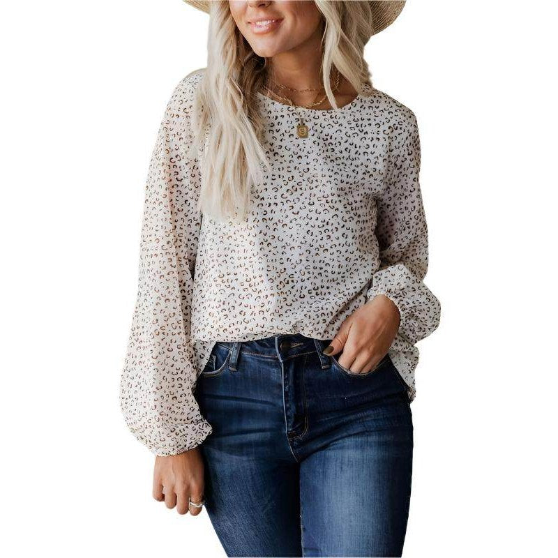 SHEWIN INC. Women's Long Sleeve Vacation Top with Animal Print in Soft Fabric for Stylish Summer Looks