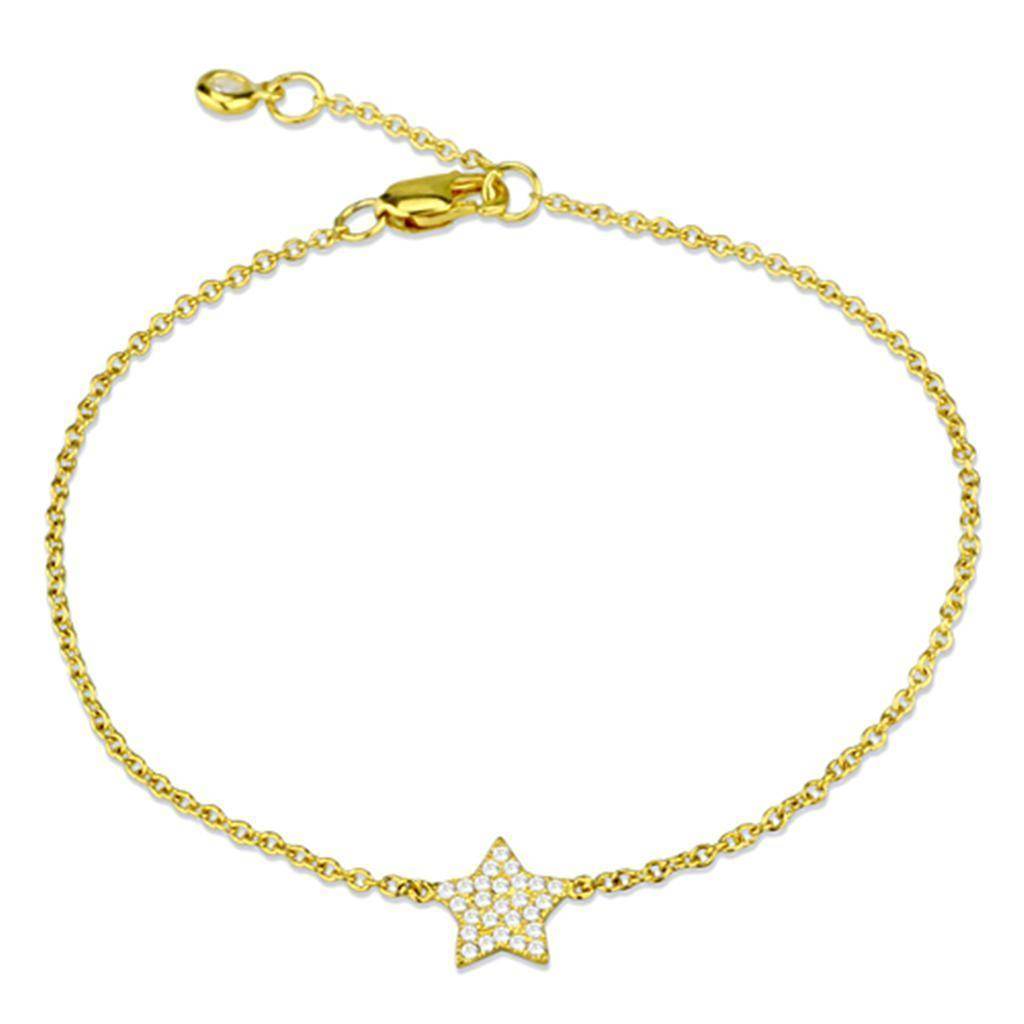 Star Bracelet, 925 Sterling Silver Gold Plated, CZ Crystal - VacationGrabs