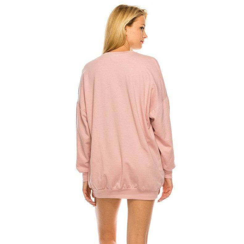 Back view of pink Women's Dress from Andante USA, featuring the love out loud dress design for a stylish look.