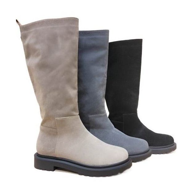 Let's See Style low platform boots for women in three colors: beige, blue, and black for stylish comfort.