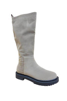 Let's See Style Low Platform Boots for Women in Light Grey Suede with Chunky Sole
