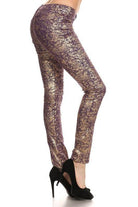 Low Rise Metallic Print Skinny Jeans Pants - VacationGrabs