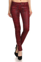 Low Rise Metallic Print Skinny Jeans Pants - VacationGrabs