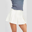 Emory Park Women's Low Rise Skort Shorts in White with Pleated Design for Stylish Summer Wear