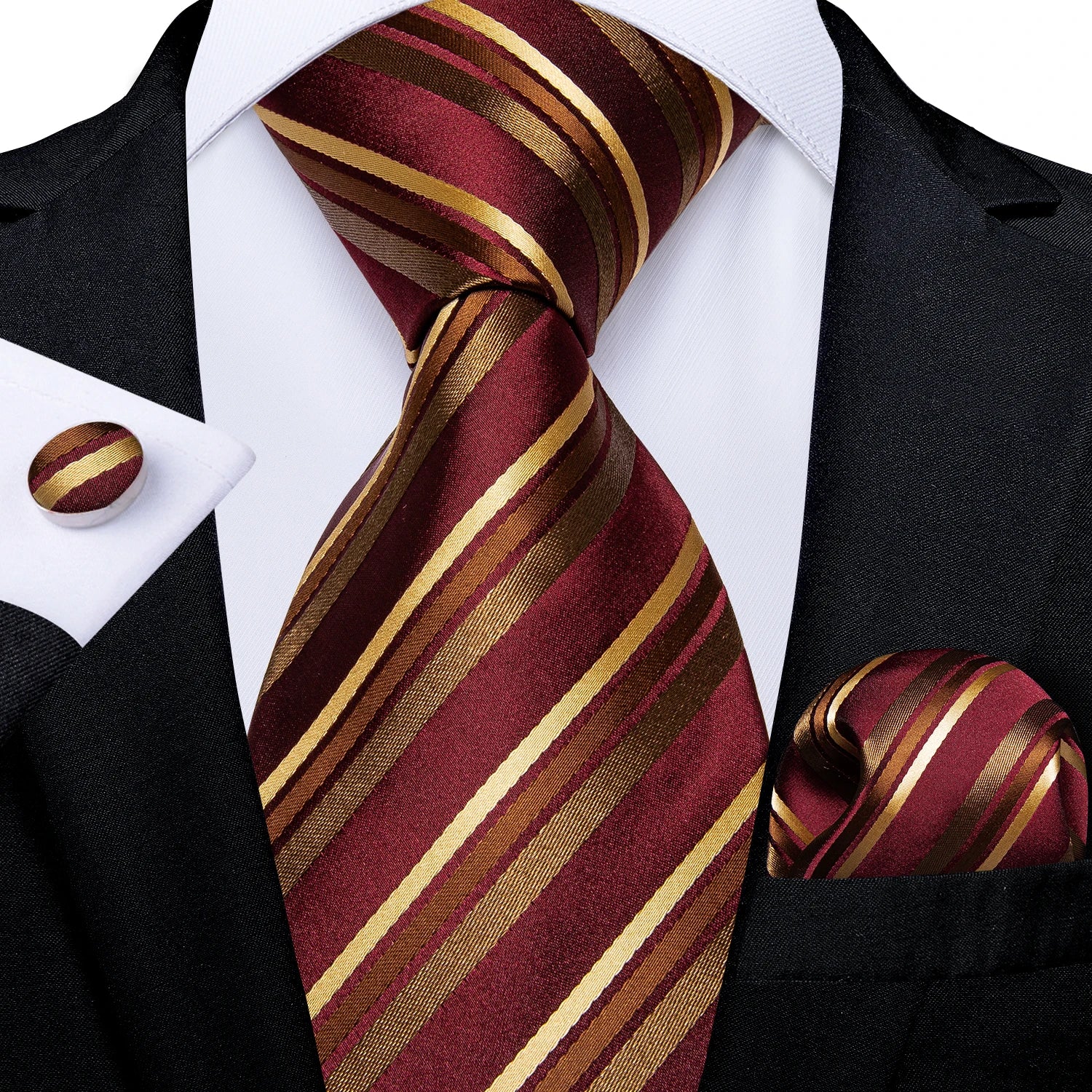 Luxury blue striped necktie set for men, perfect for formal events
