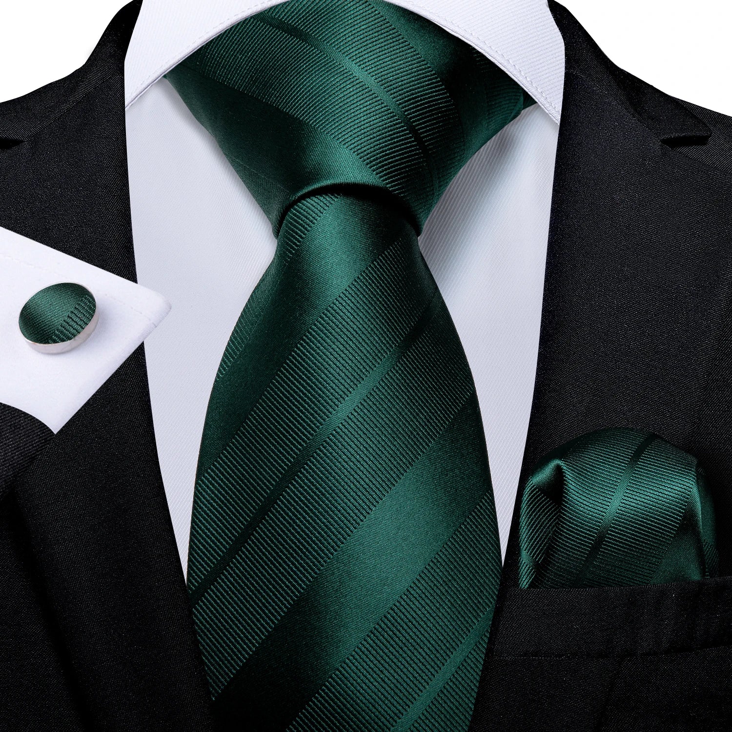 Luxury blue striped necktie set for men, perfect for formal occasions.