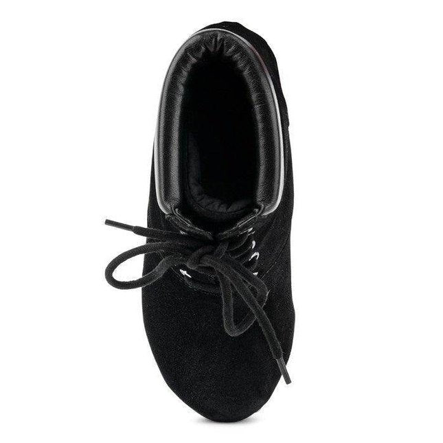 Rag Company Maaya suede boot purchase in black, featuring a lace-up design and soft interior for comfort