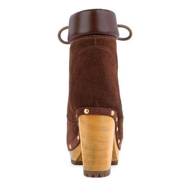 Maaya suede boot purchase featuring a chunky heel and stylish brown suede design for women