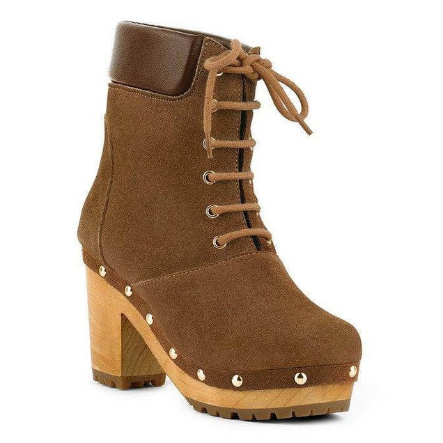 Rag Company Maaya suede boot purchase with lace-up design and chunky heel for stylish comfort