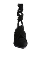 Mama Fav Lace Up High Block Heeled Mules - VacationGrabs