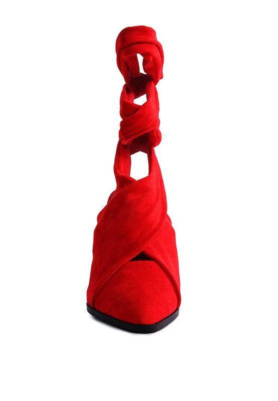 Mama Fav Lace Up High Block Heeled Mules - VacationGrabs