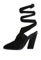 Mama Fav Lace Up High Block Heeled Mules - VacationGrabs
