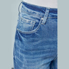 Insane Gene women's blue trendy skinny jeans for travel with detailed stitching and front pocket