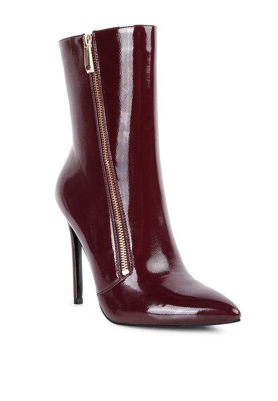 Mania Patent Pu High Heeled Ankle Boot - VacationGrabs