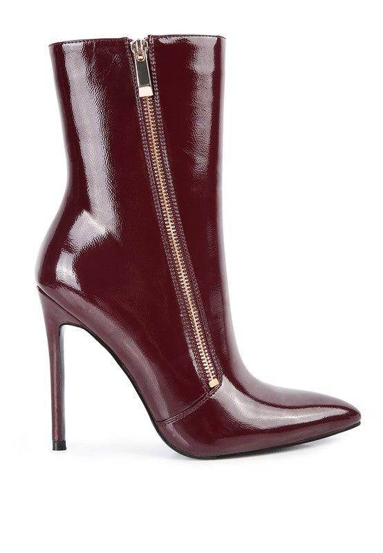 Mania Patent Pu High Heeled Ankle Boot - VacationGrabs