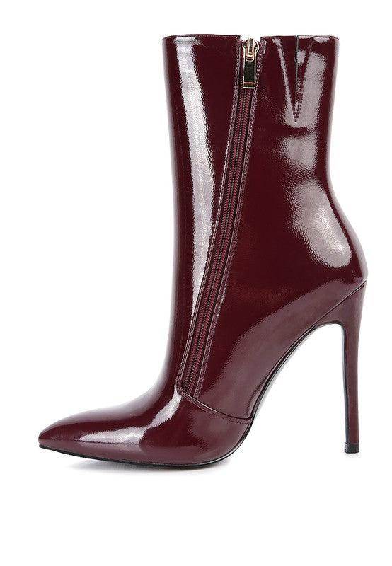 Mania Patent Pu High Heeled Ankle Boot - VacationGrabs