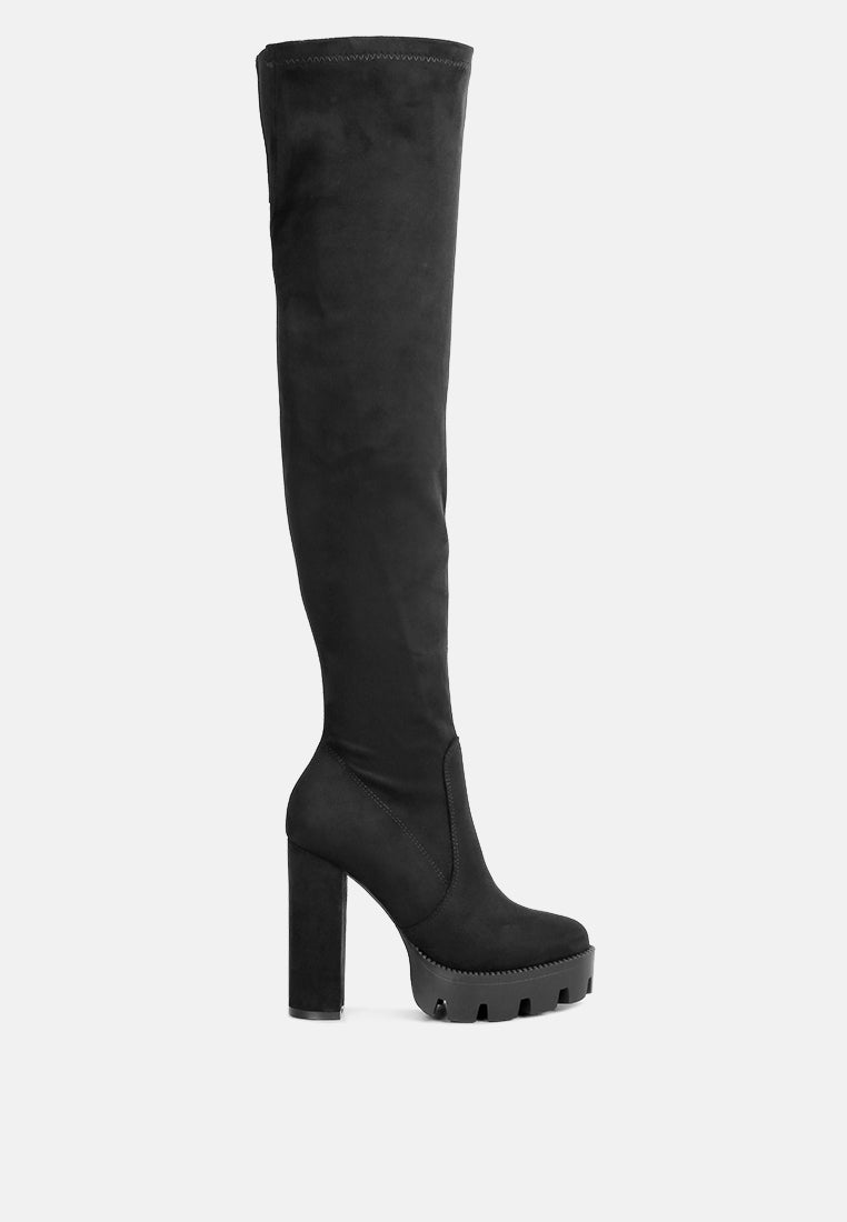 Black knee-high boot on a white background