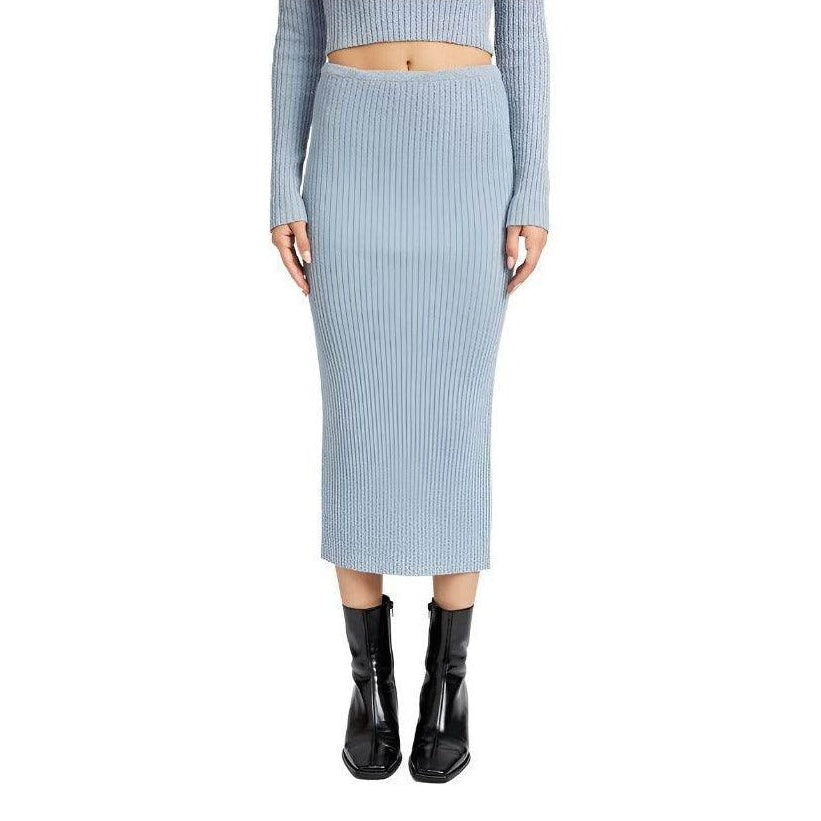 Maxi Knit Skirt With Back Slit - VacationGrabs