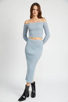 Maxi Knit Skirt With Back Slit - VacationGrabs