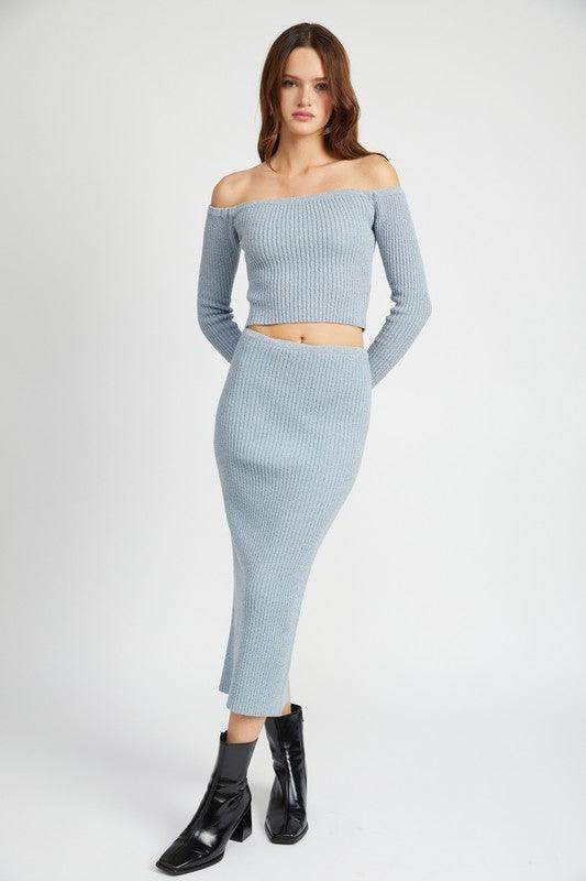 Maxi Knit Skirt With Back Slit - VacationGrabs