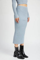 Maxi Knit Skirt With Back Slit - VacationGrabs