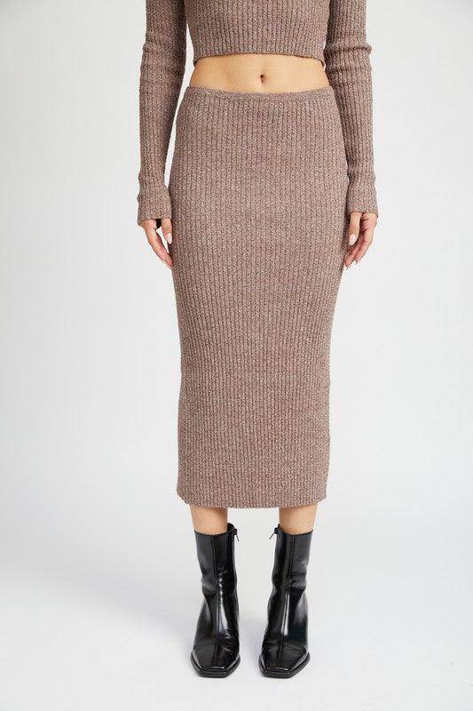 Maxi Knit Skirt With Back Slit - VacationGrabs