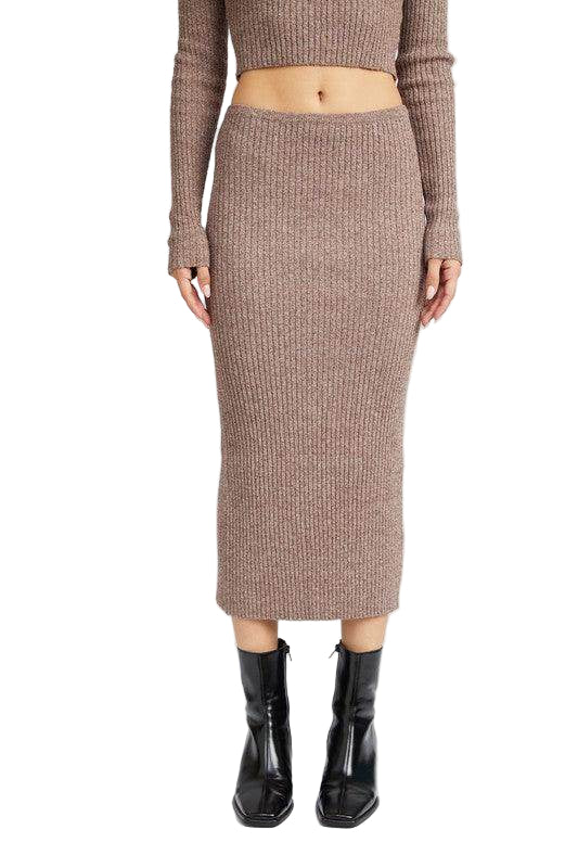 Maxi Knit Skirt With Back Slit - VacationGrabs