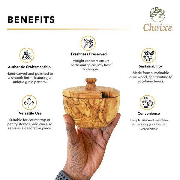 Mediterranean Olive Wood Canister - VacationGrabs