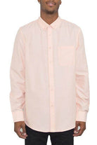 WEIV Men's Long Sleeve Shirt in Light Pink, Ideal for Travel and Versatile Styling