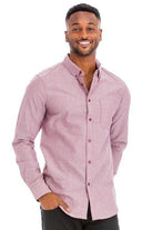 WEIV Long Sleeve Shirts for Men Travel in Stylish Maroon with Button-Up Design