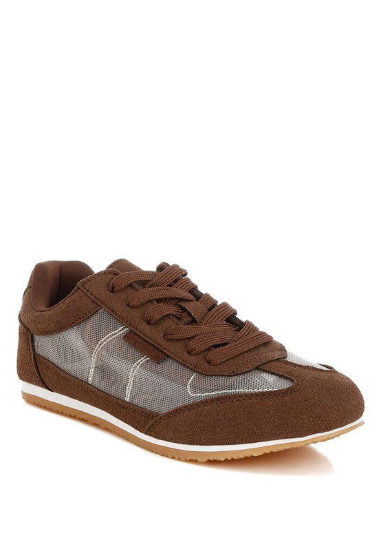 Men's brown microfiber mesh sneakers for men, lightweight and breathable
