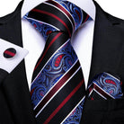 Men Necktie Teal Blue Paisley Designer Silk Wedding Tie - VacationGrabs