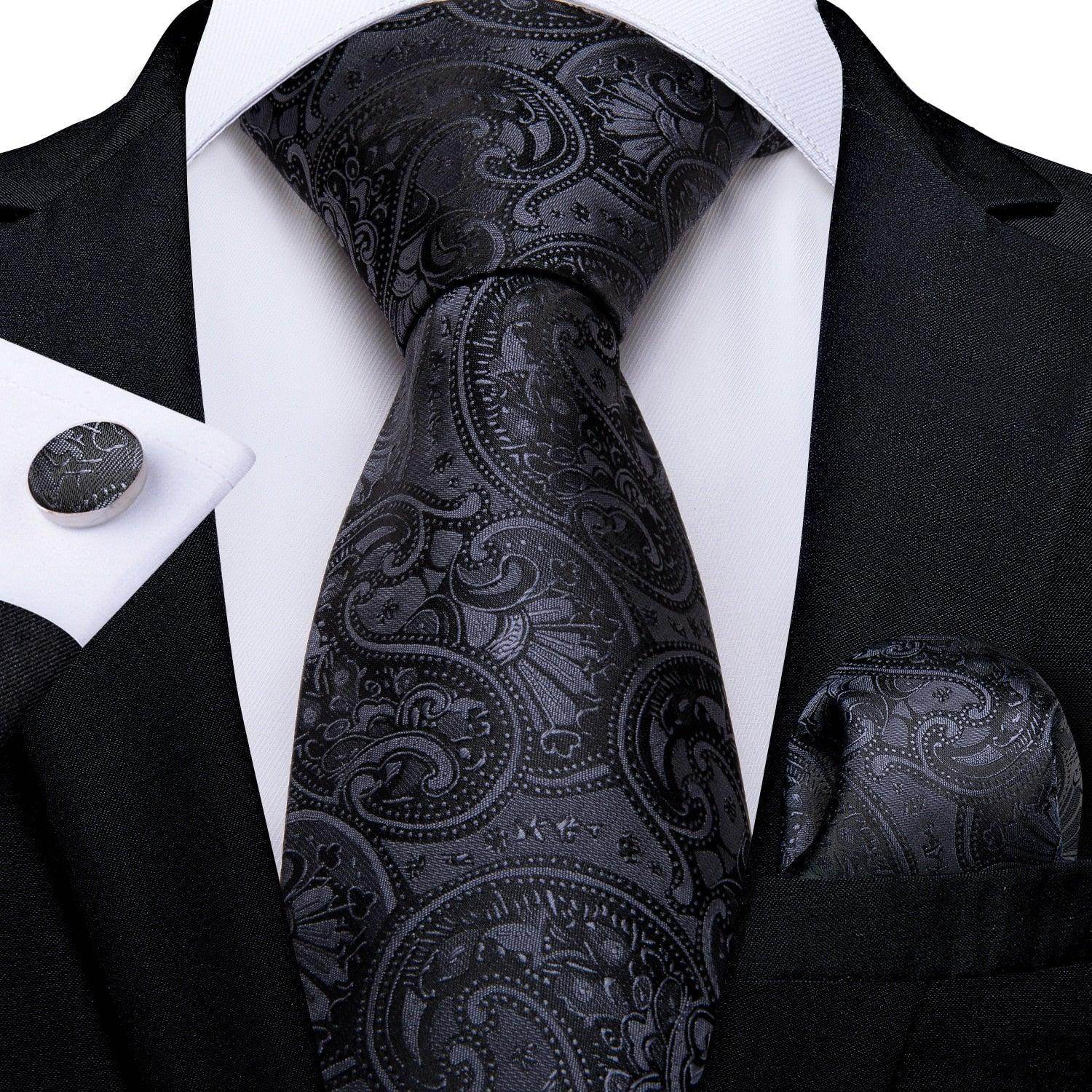 Men's Accessories - Ties Men Necktie Teal Blue Paisley Designer Silk Wedding Tie Hanky Cufflink Set