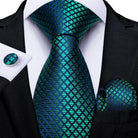 Men Necktie Teal Blue Paisley Designer Silk Wedding Tie - VacationGrabs